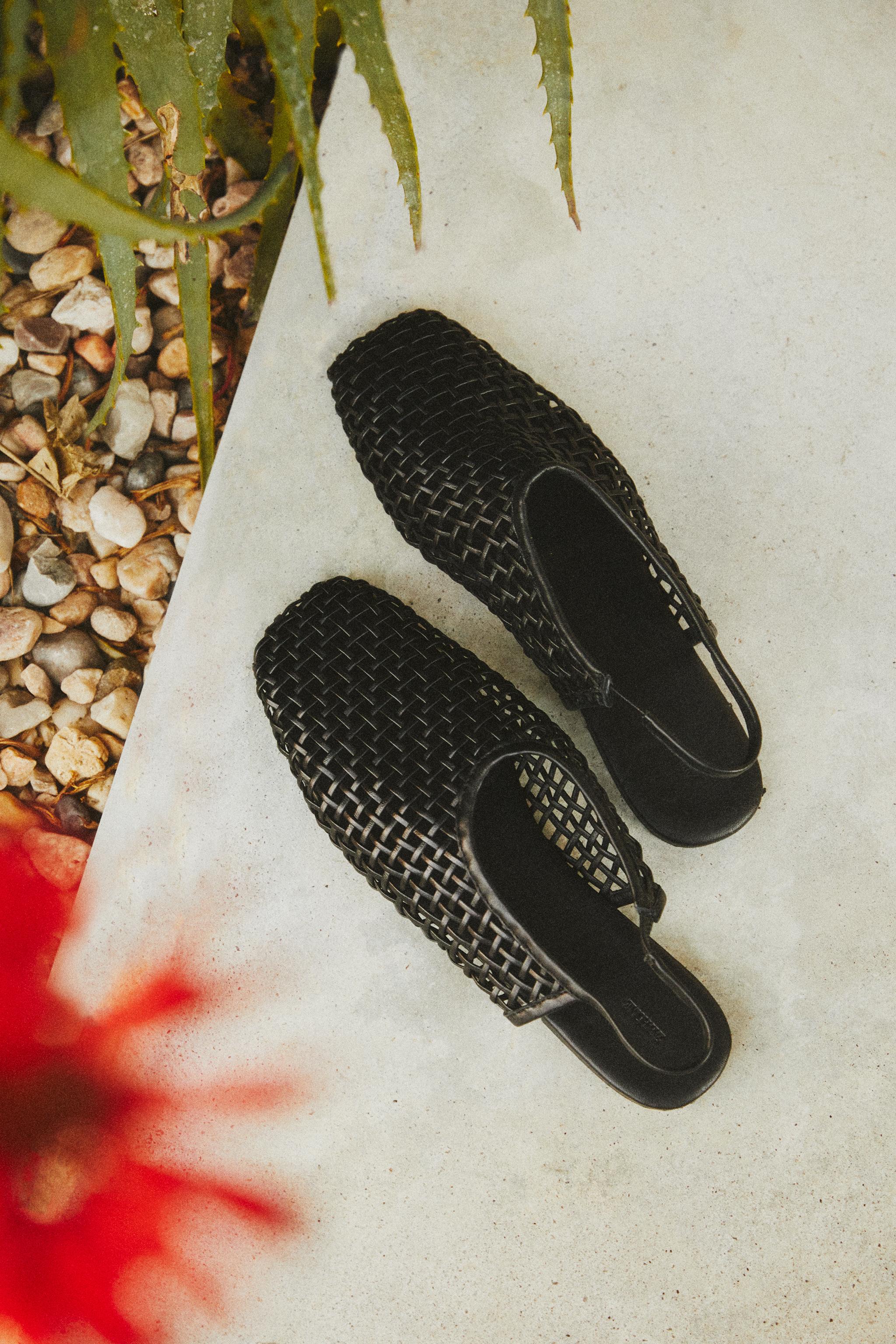 BRAIDED LEATHER SLINGBACK BALLET FLATS